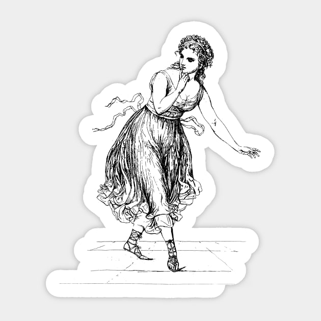 Italian Dancer 1 by Johann Gottfried Schadow Sticker by rocketshipretro